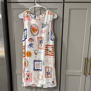 NWT Viral Aperol Spritz Linen Blend Mini Dress Sleeveless L